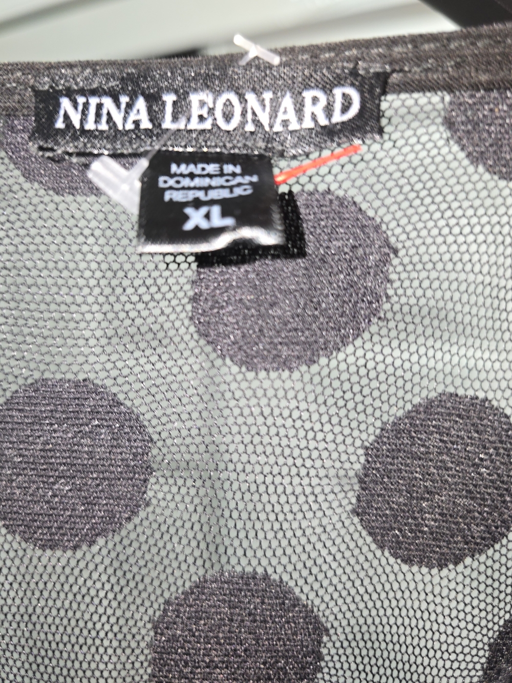 Nina Leonard Black Sleeveless Polka Dot Mesh Yoke Dress - Picture 4 of 6